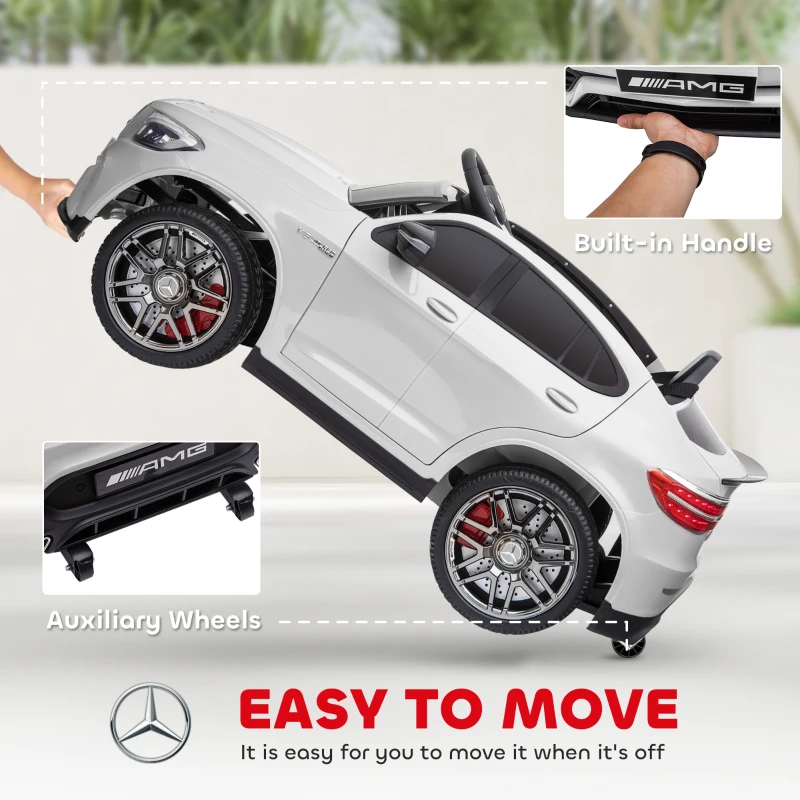 Aosom 12V Toddler Ride On Car with Remote Control, Mercedes Benz AMG GLC63S Coupe, Electric Car with 2 Speed, MP3 Player, Light, Horn, Songs, Suspension, White
