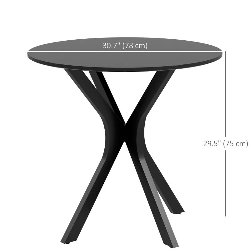 HOMCOM 31" Round Dining Table, Modern Dining Room Table with Steel Curved Legs, Space Saving Small Kitchen Table, Black