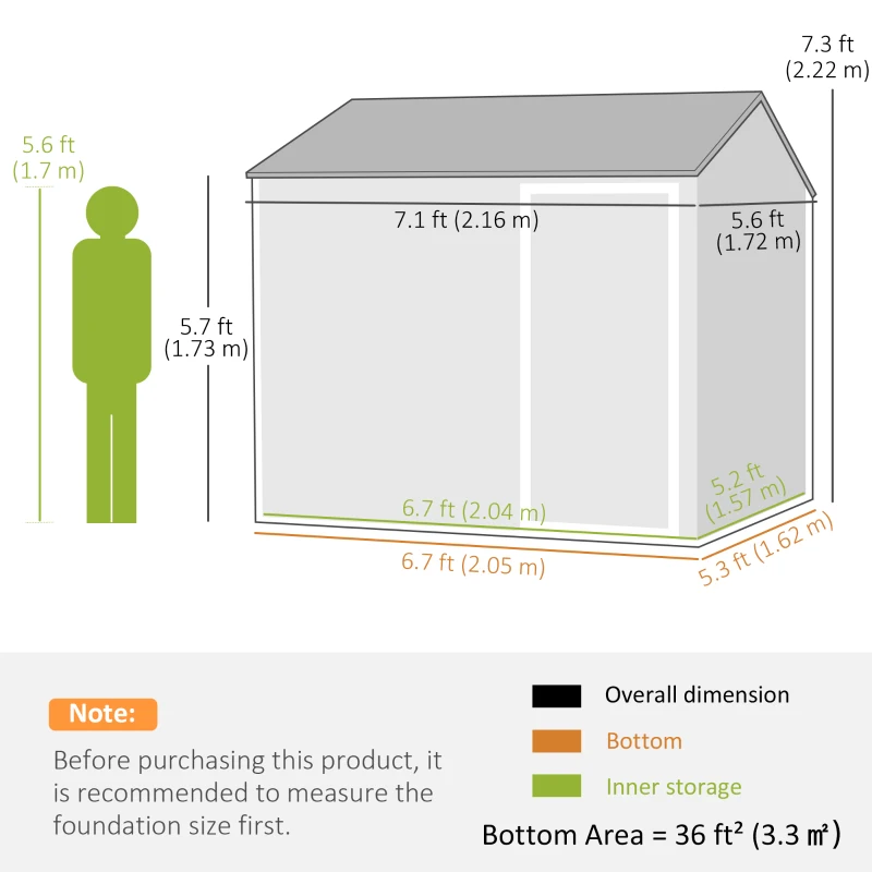 Outsunny 7' x 5.5' Metal Garden Storage Shed, Outdoor Tool Storage House with Lockable Door, Vents, Sloped Roof, Dark Grey