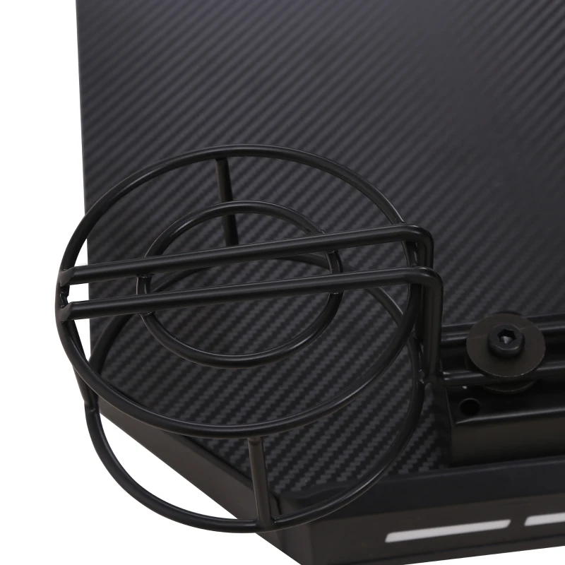 HOMCOM 47" Racing Style Gaming Desk, Z-Shaped Computer Table Workstation with LED Lights, Swivel Cup Holder, Headphone Hook and Cable Management Holes for Gamers Home Office, Black