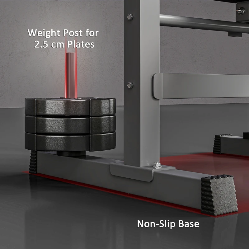 Soozier Adjustable Weight Bench, Foldable Bench Press with Barbell Rack and Dip Station for Home Gym, Strength Training Multiuse Workout Bench, Black and Grey