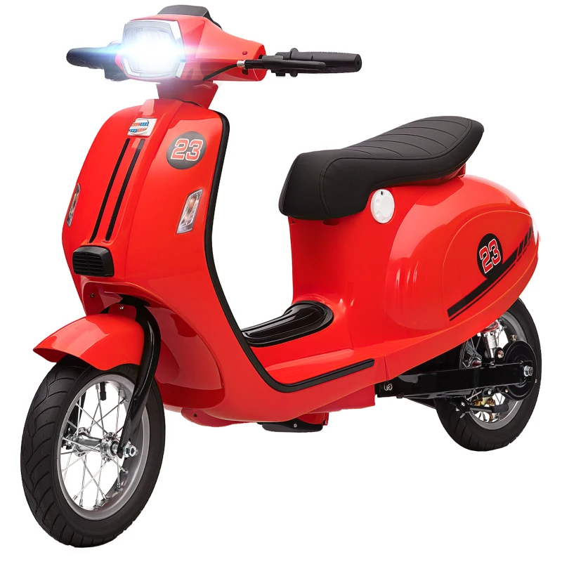 Qaba 24V Kids Motorcycle with 3-Speed, Electric Motorcycle with Rear Suspension and LED Lights for 8-12 Years Old, Red