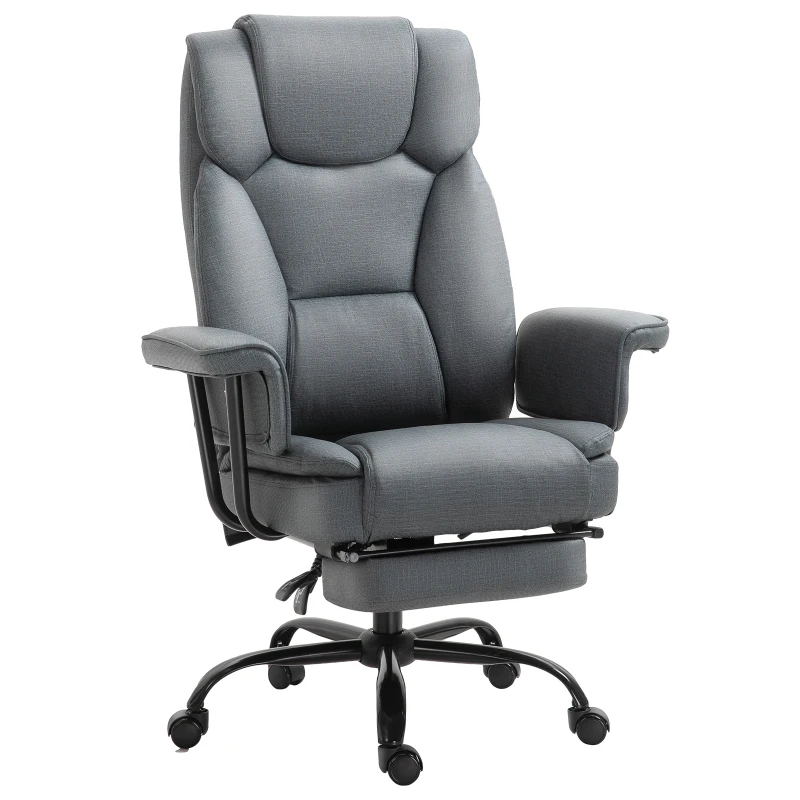 Vinsetto Swivel Reclining Office Chair with Ergonomic with Footrest, Grey