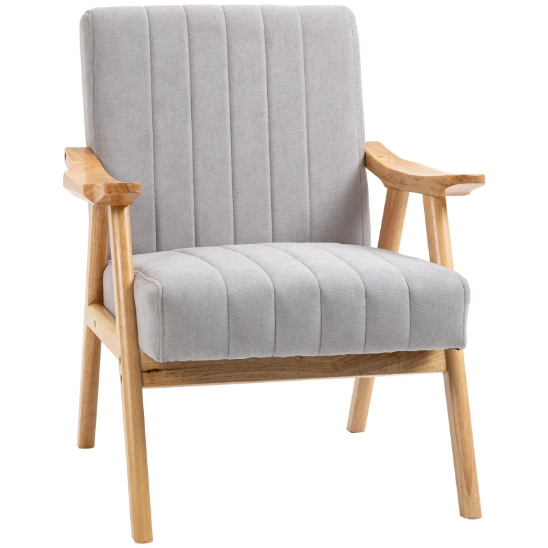HOMCOM Soft Accent Chair Upholstered Arm Chair for Living Room Furniture Comfy Chair for Bedroom Living Room Chair Gray
