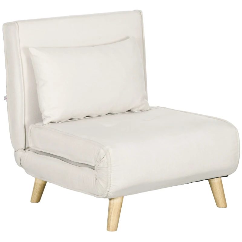 HOMCOM Chair Bed W/ Adjustable Backrest, 2-in-1 Multi-Functional Sofa Bed, Beige
