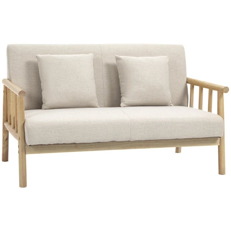HOMCOM 48" 2 Seater Couch for Small Spaces, Modern Loveseat Sofa for Bedroom, Living Room Furniture, Small Couch, Beige