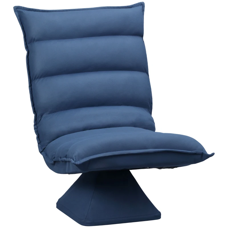 HOMCOM Swivel Floor Chair with Back Support, Microfiber Adjustable Video Gaming Chair for Reading, Lounging, Meditating, Blue