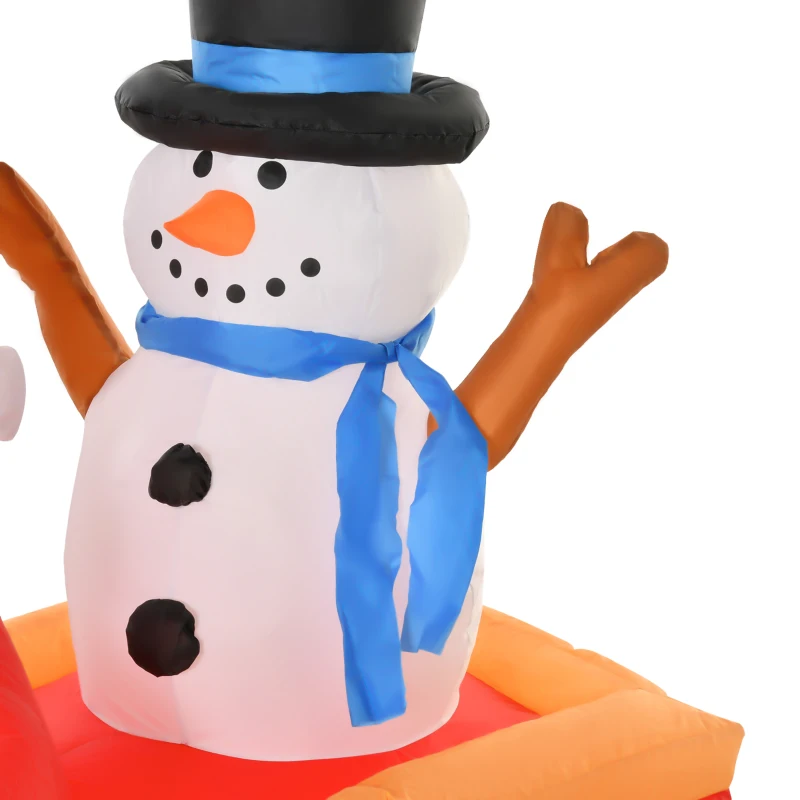 HOMCOM 6.5 ft Christmas Inflatable Santa Claus & Snowman on Sleigh with Reindeer, Blow up Christmas Decorations with LED Lights
