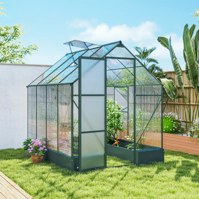 Outsunny 8.2' x 6.2' Greenhouse Aluminum Frame with Temperature Controlled Window