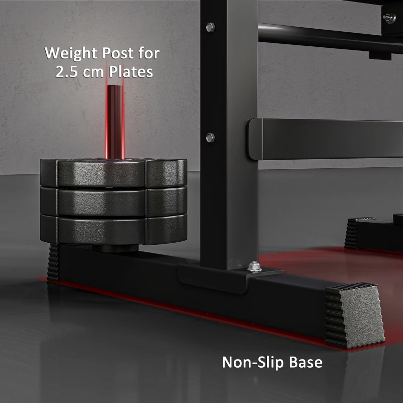 Soozier Adjustable Weight Bench, Foldable Bench Press with Barbell Rack and Dip Station for Home Gym, Strength Training Multiuse Workout Bench, Black