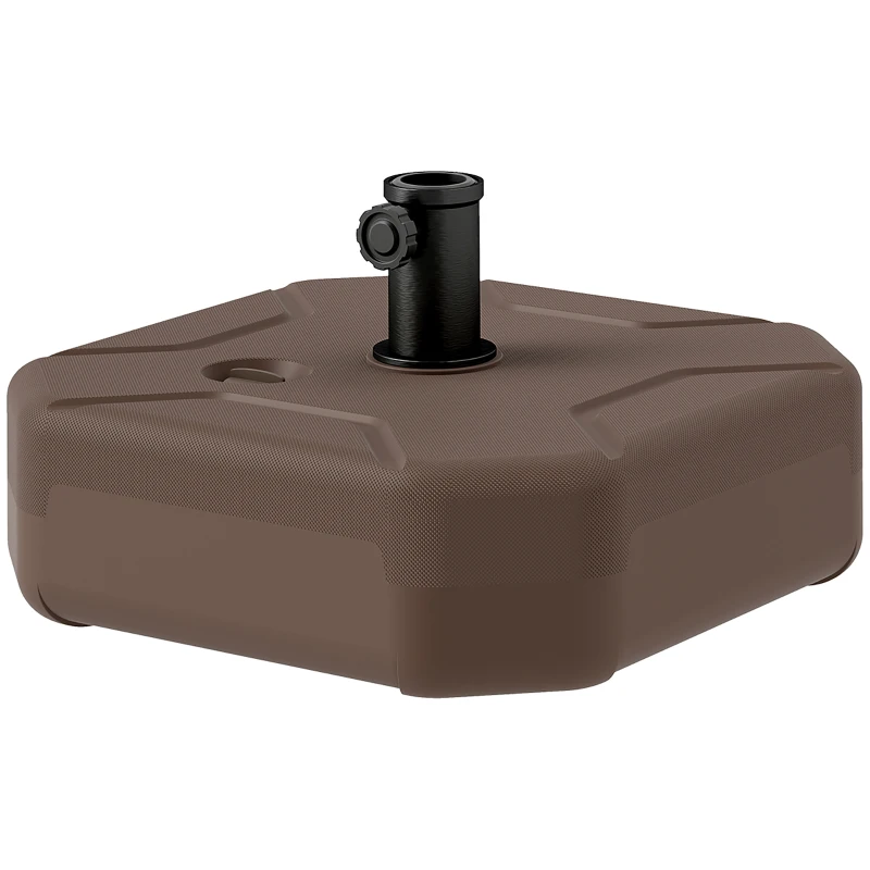 Outsunny Square Patio Umbrella Base Holder, Heavy Duty Outdoor Umbrella Stand Base, Filled Up to 55lbs with Stand or 44lbs with Water for Garden, Poolside, Brown