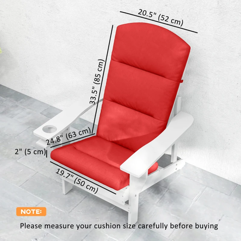 Outsunny Patio Chair Cushion for Adirondack Chairs Replacement Cushion with Back and Ties, Wine Red