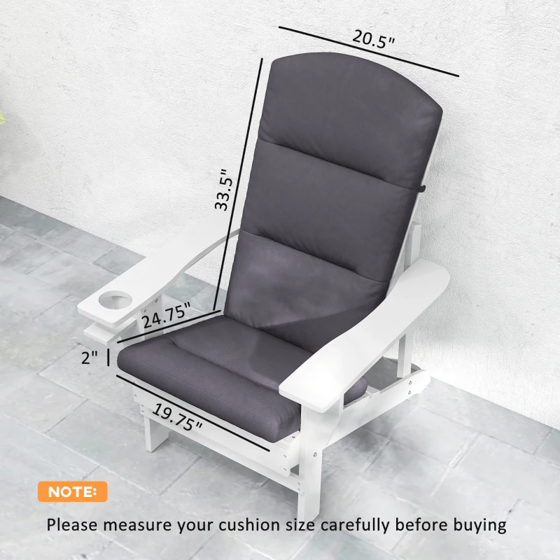Outsunny Outdoor Chair Cushions for Adirondack Chair, Replacement Cushions with Ties, Seat & Back Cushion, Gray