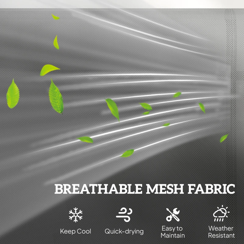 Outsunny Garden Double Gliding Chair, Patio Glider Armchair for Outdoor, Backyard Mesh Seat and Backrest, Steel Frame, Light Grey