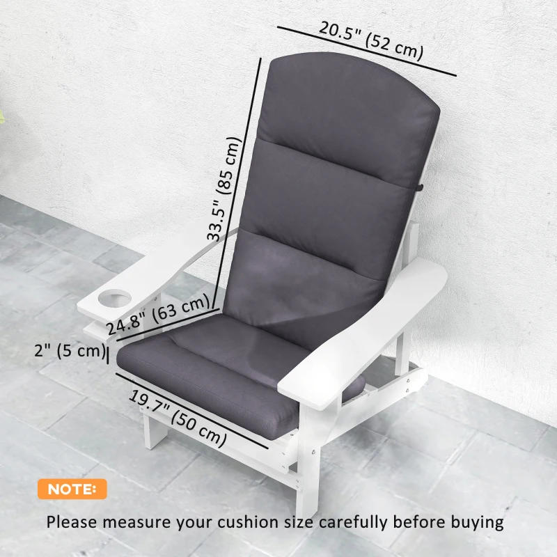 Outsunny Patio Chair Cushions for Adirondack Chair Replacement Cushions with Back and Ties, Set of 2, Grey