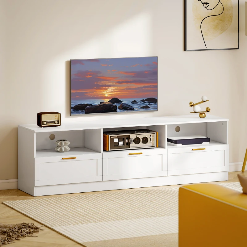 HOMCOM TV Stand with Storage, Modern Entertainment Center with 3 Cabinets and 3 Open Shelves, for TVs up to 85", White