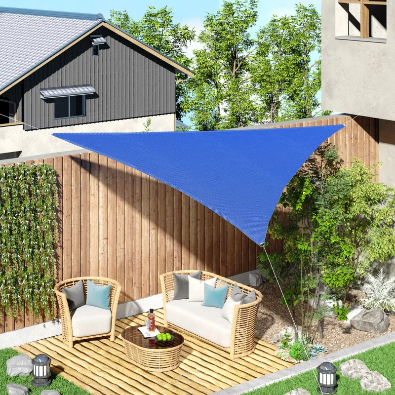 Outsunny Triangle 12' Canopy Sun Sail Shade Garden Cover UV Protector Outdoor Patio Lawn Shelter with Carrying Bag, Blue