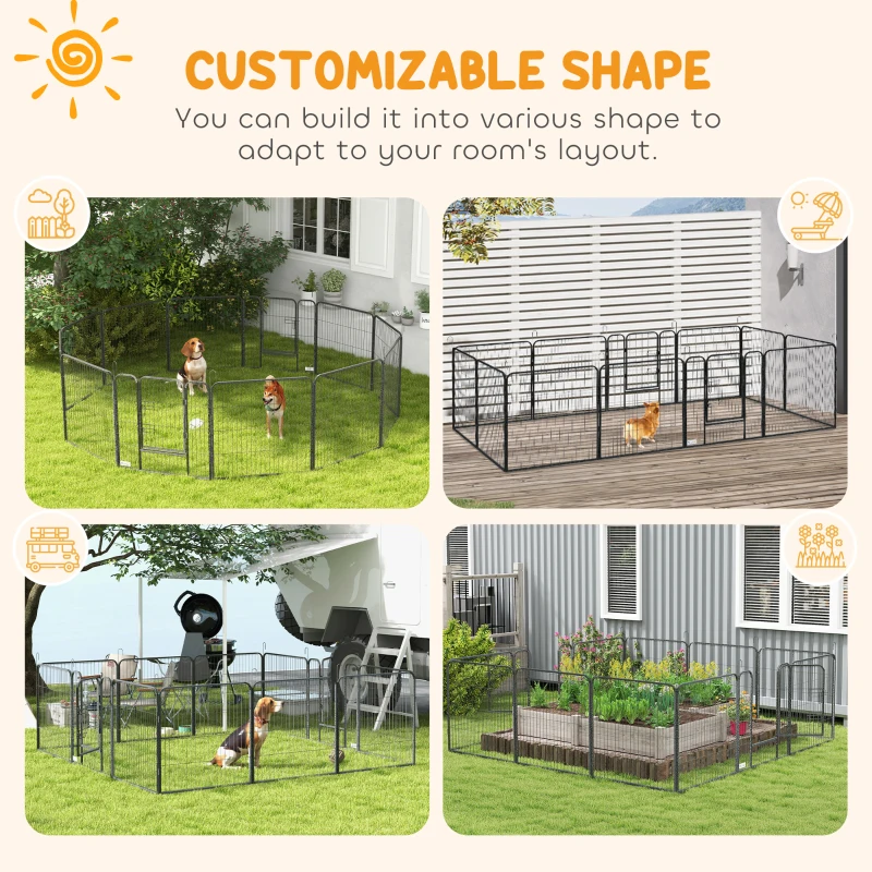 PawHut Dog Pen with Gate, 12 Panels Puppy Playpen, Dog Fence, 31.5"H