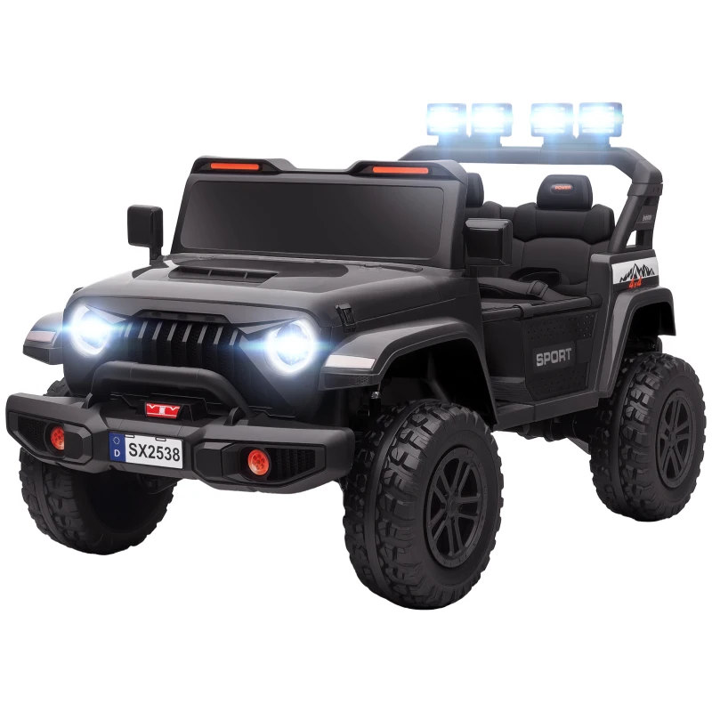 Qaba Ride on Truck Car with 2-Seater, 24V Electric Car with 4 Motors, Remote Control, Spring Suspension for 3-8 Years, Black