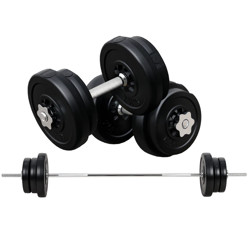 Soozier 145lbs Dumbbell & Barbell Adjustable Set Plate Bar Clamp Rod Home Gym Sports Area Exercise