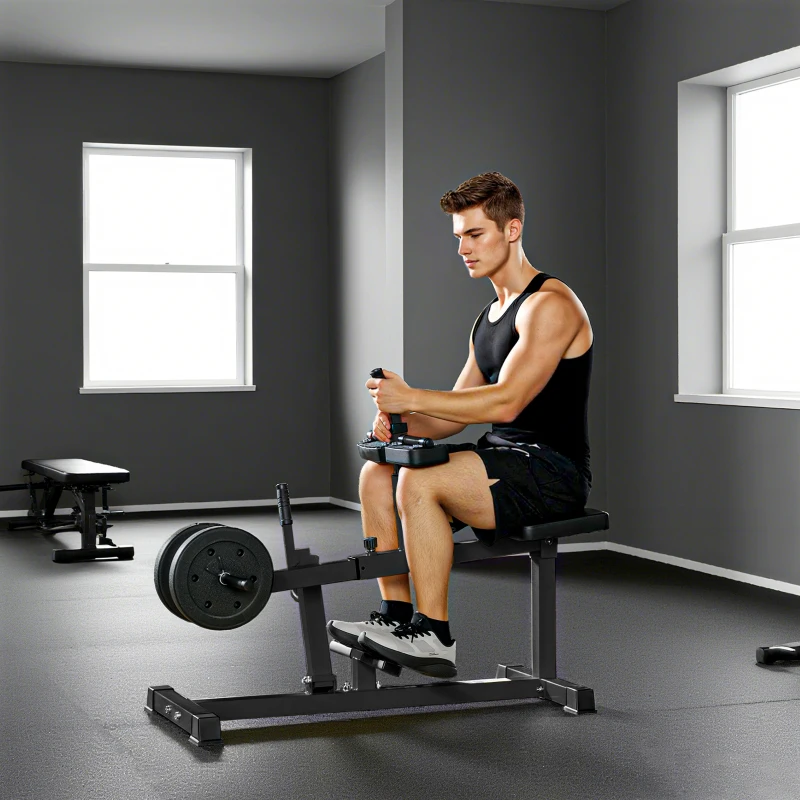 Soozier Adjustable Seated Calf Raise Machine, Steel Leg Press Machine, Strength Training Gym Equipment for Legs, Waist And Arms, Black