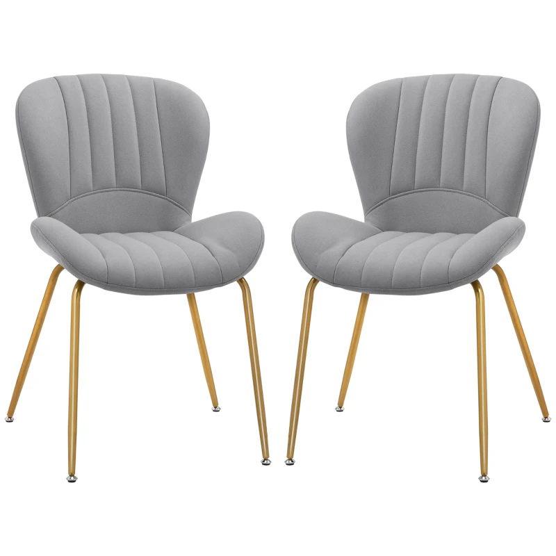 HOMCOM Dining Chairs Set of 2, Modern Accent Chair with Cushioned Backrest, Upholstery for Living Room, Grey