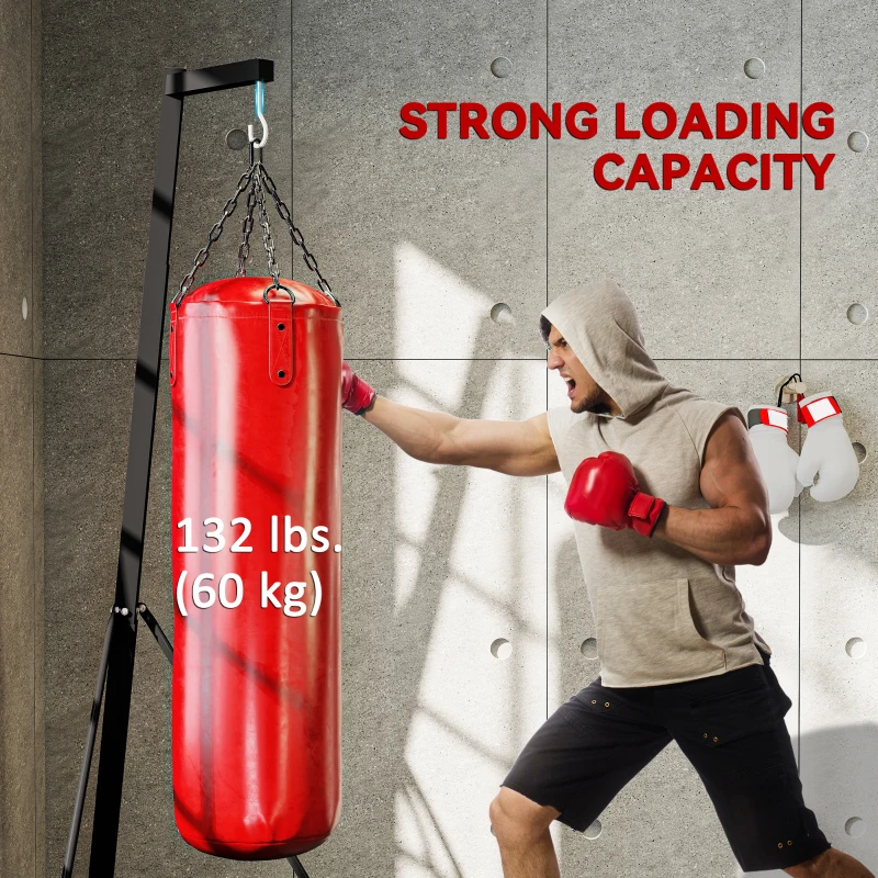 Soozier Foldable Punch Bag Stand, Adjustable Height Heavy Bag Stand with Weighted Base, Freestanding for Home Gym, Stand Only