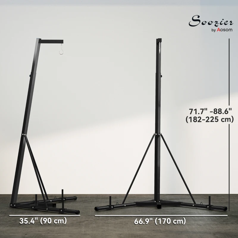 Soozier Foldable Punch Bag Stand, Adjustable Height Heavy Bag Stand with Weighted Base, Freestanding for Home Gym, Stand Only
