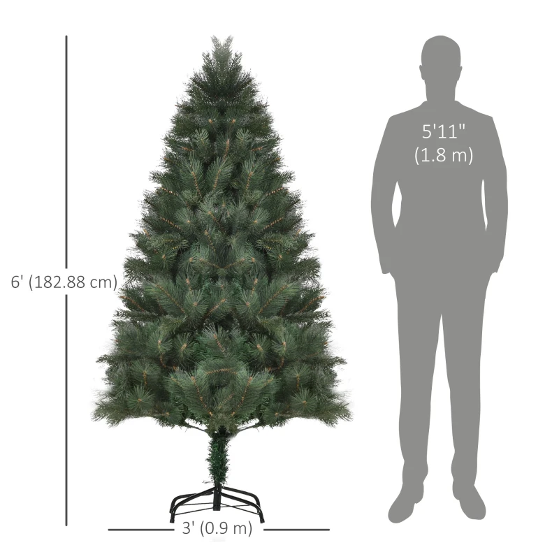HOMCOM 6 FT Christmas Tree Artificial Pine Tree Christmas Decoration 375 Branches Green