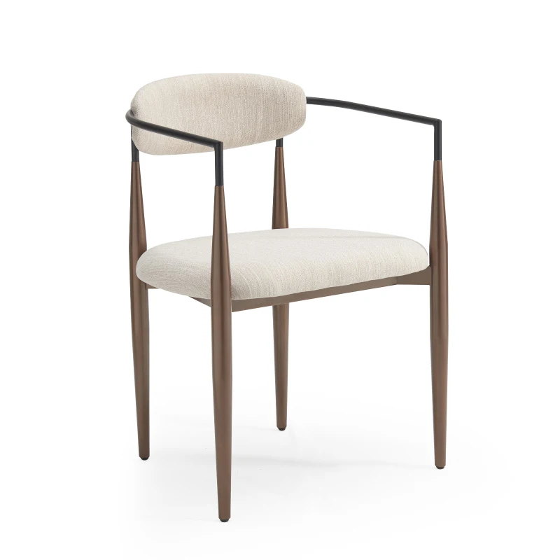 Set of 2 Modern Dining Chairs with Iron Frame and Gold Accent, Dining Seats for Ultimate Comfort and Style, 23" L x 22" W x 31.5" H, Beige+Black