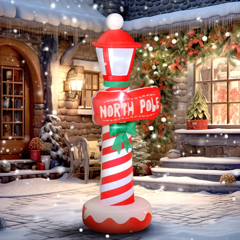 Outsunny 6FT Christmas Inflatable Decoration, Inflatable Lighthouse Xmas Blow Up Decor with LED Lights for Yard, Lawn, Garden