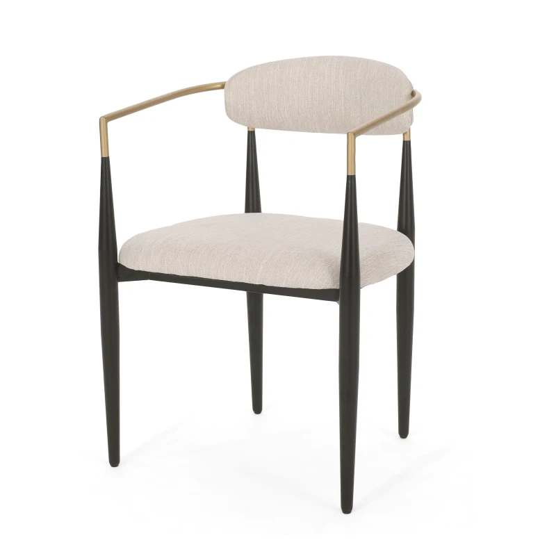 Set of 2 Modern Dining Chairs with Iron Frame and Gold Accent, Dining Seats for Ultimate Comfort and Style, 23" L x 22" W x 31.5" H, Beige