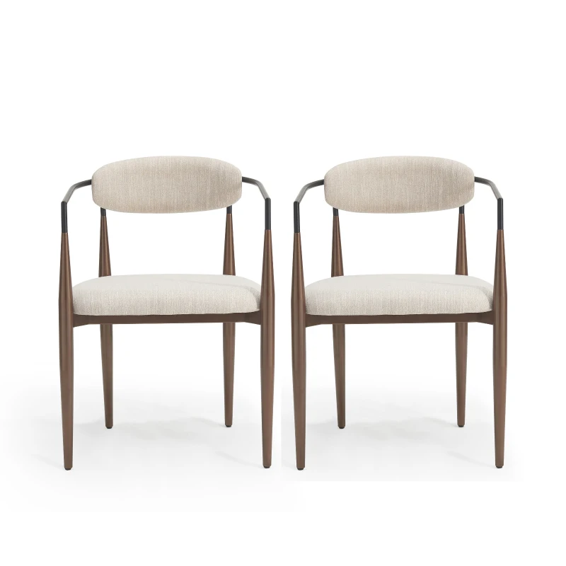 Set of 2 Modern Dining Chairs with Iron Frame and Gold Accent, Dining Seats for Ultimate Comfort and Style, 23" L x 22" W x 31.5" H, Beige+Black