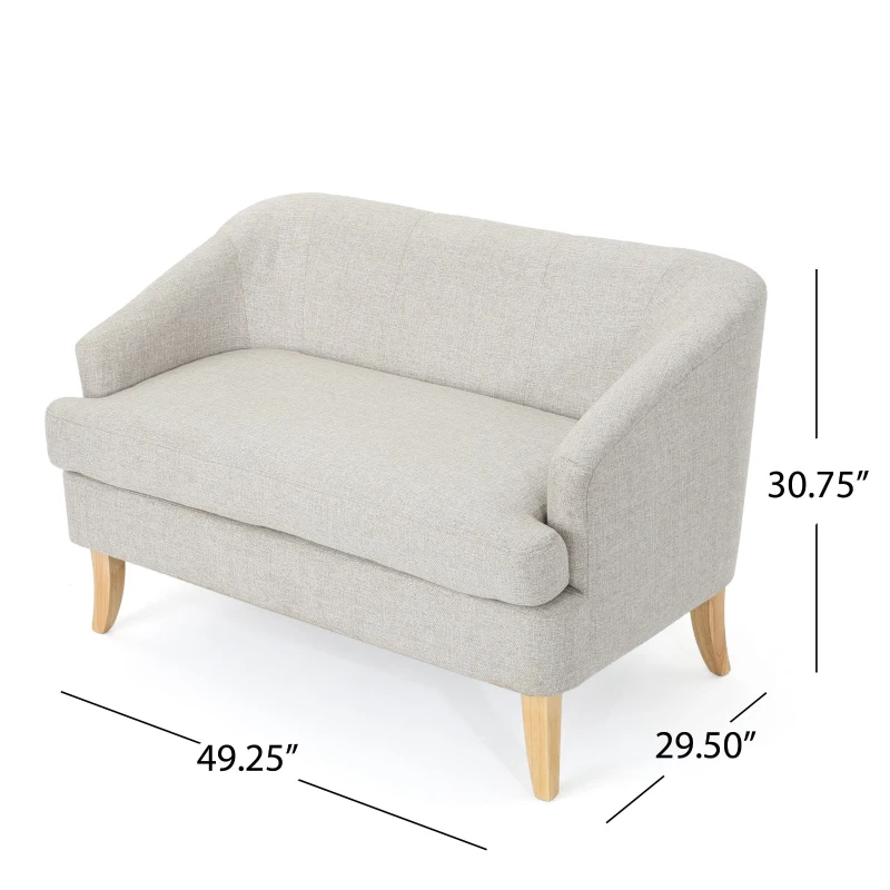 Mid-Century Modern Loveseat with Flared Legs and High-Density Foam, 2-Seater Sofa for Living Room, 49" L x 29.5" W x 31" H, Beige