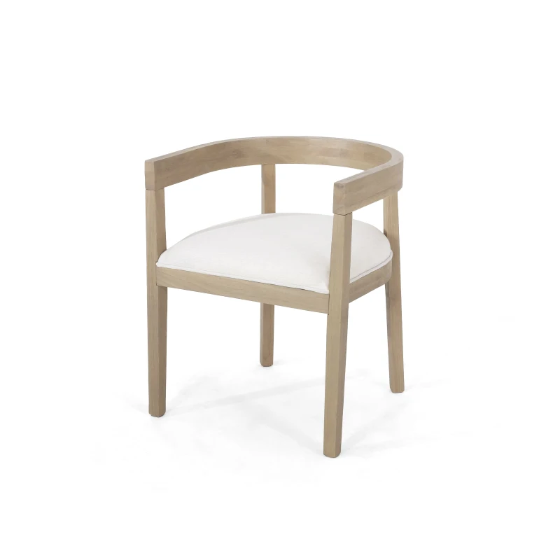 Set of 2 Contemporary Dining Arm Chairs with Rubberwood Frame, Chair Set Perfect for Dining Room, 22.5'' L x 22.5'' W x 27.5'' H, Beige