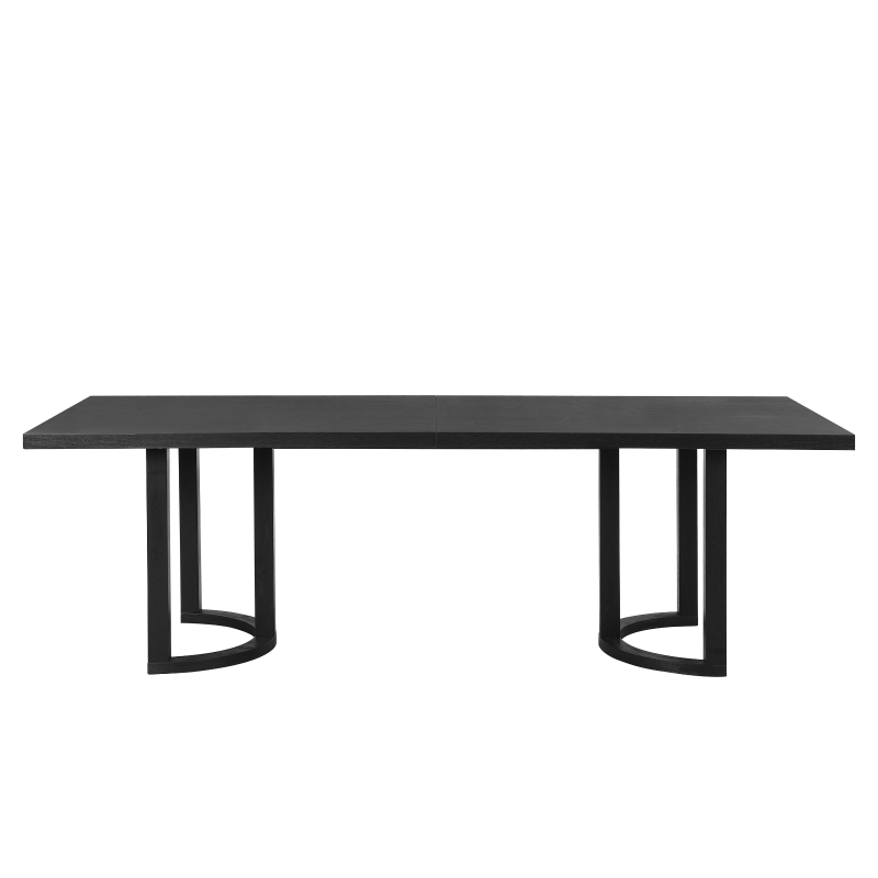 Modern Dining Table with Rectangular Surface and U-Shaped Trestle Base, Family Table Seats Up to 8 People, 95" L x 39" W x 30" H, Black