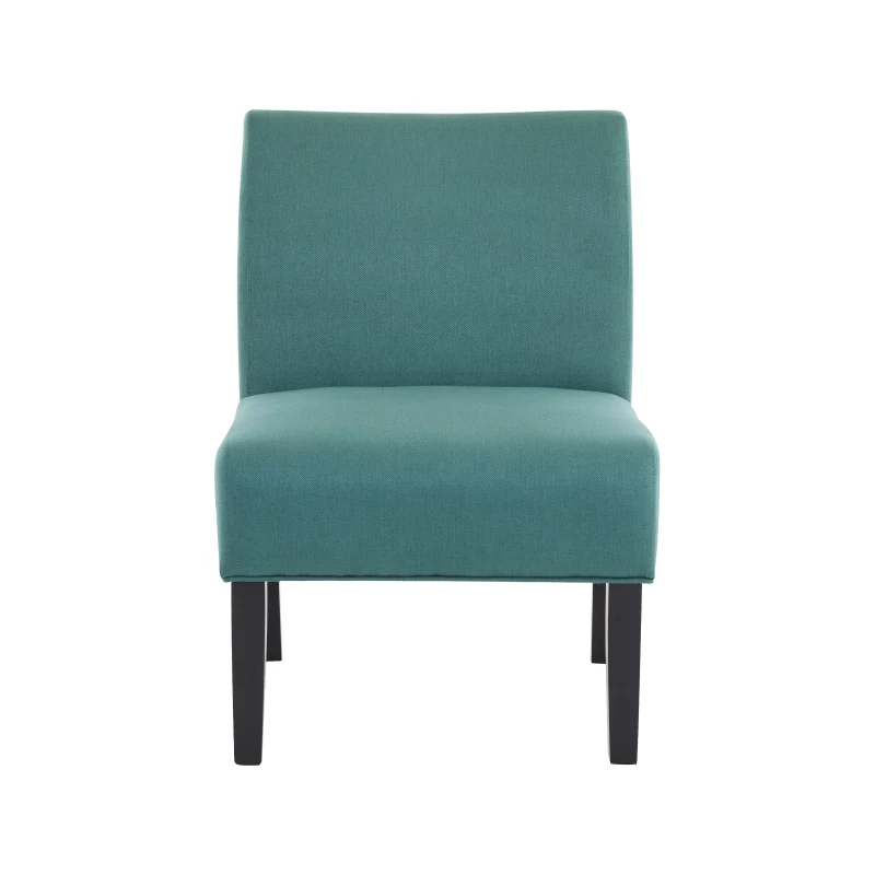 Contemporary Accent Chair with Upholstered Seat and Rubberwood Tapered Legs, Stylish Seat for Living Room, 22.5" L x 29.5" W x 32" H, Teal