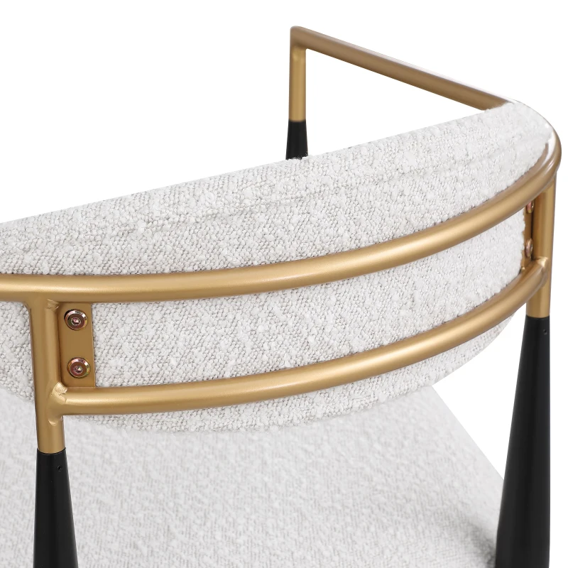 Set of 2 Modern Counter Stools with Iron Frame and Gold Accents, Upholstered Dining Chairs for Kitchen, 23" L x 22" W x 37.5" H, Beige