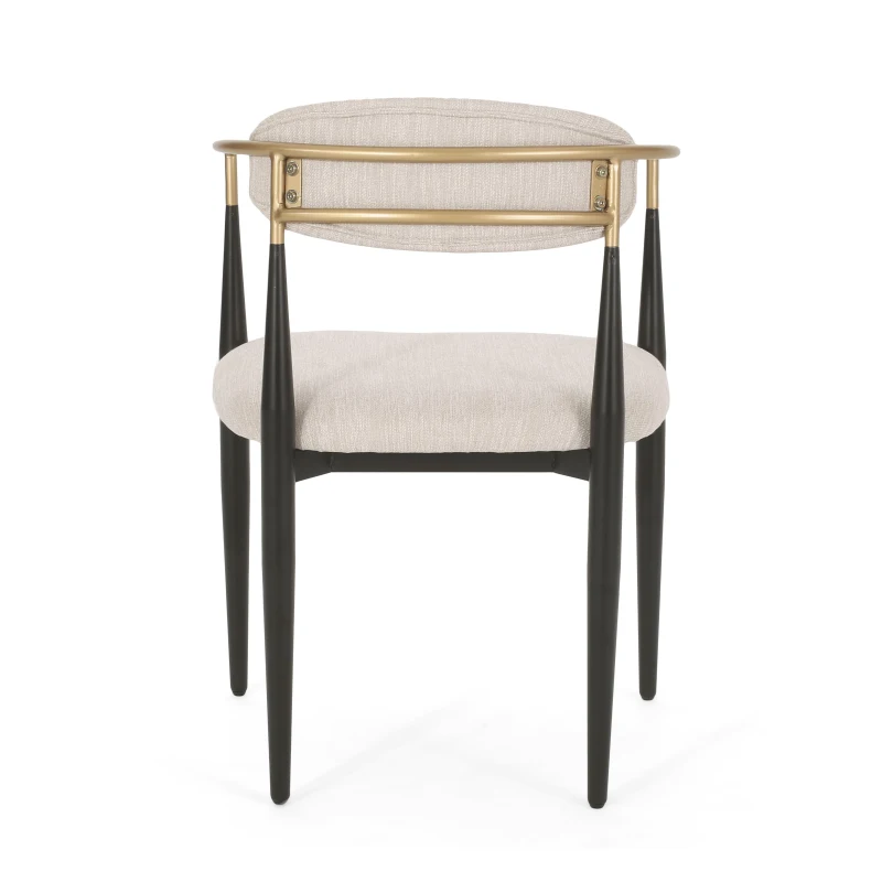 Set of 2 Modern Dining Chairs with Iron Frame and Gold Accent, Dining Seats for Ultimate Comfort and Style, 23" L x 22" W x 31.5" H, Beige