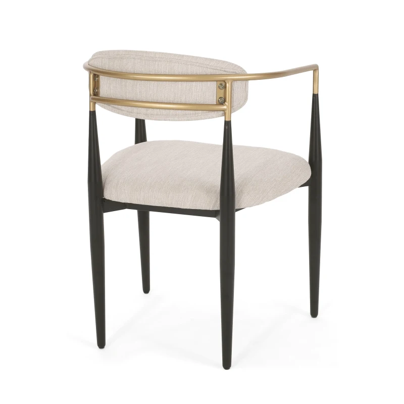 Set of 2 Modern Dining Chairs with Iron Frame and Gold Accent, Dining Seats for Ultimate Comfort and Style, 23" L x 22" W x 31.5" H, Beige