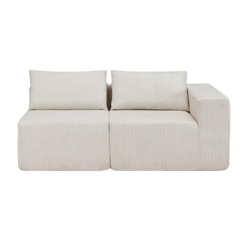 Modular Sectional Sofa with Corduroy Fabric and Free Combination Design, Daybed Perfect for Living Room, 107.5'' L x 68.5'' W x 30.5'' H, Beige