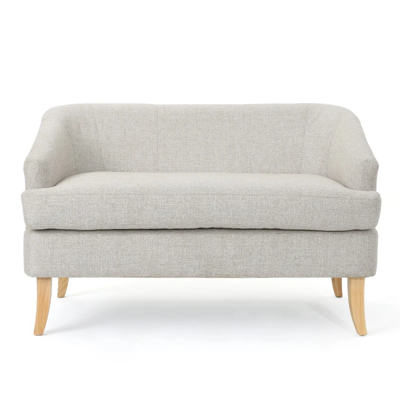 Mid-Century Modern Loveseat with Flared Legs and High-Density Foam, 2-Seater Sofa for Living Room, 49" L x 29.5" W x 31" H, Beige