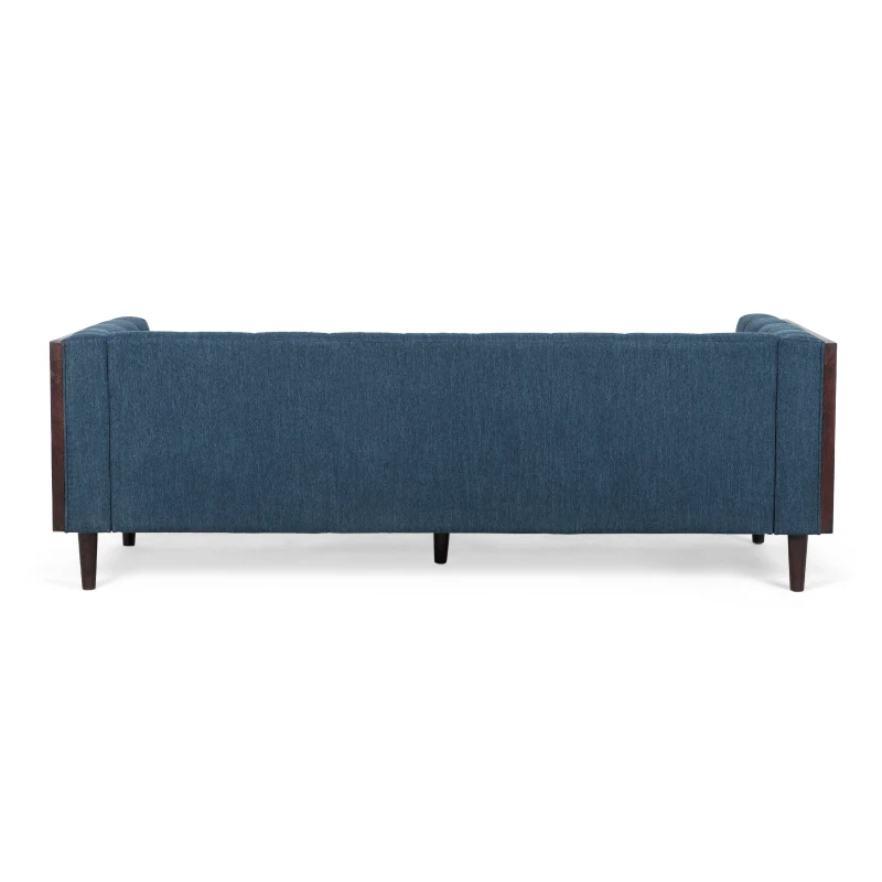 3-Seater Contemporary Sofa with Button Tufted Waffle Stitching, Daybed Perfect for Living Room, 89.5'' L x 31.5'' W x 30'' H, Navy Blue