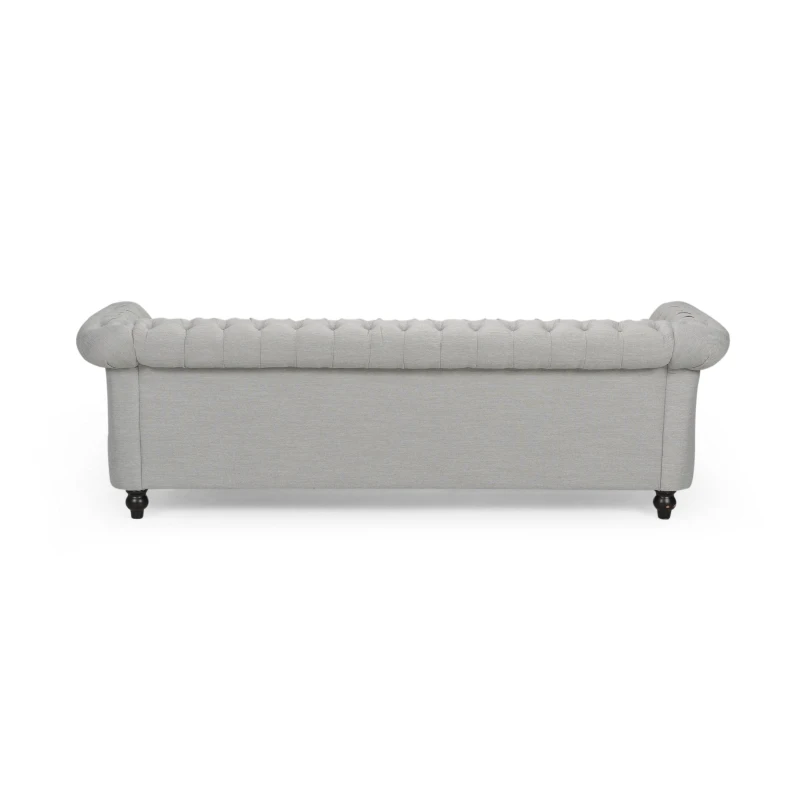 3-Seater Chesterfield Sofa with Deep Button Tufting and Scrolled Arms, Daybed Perfect for Living Room, 84.5'' L x 33.5'' W x 27'' H, Grey