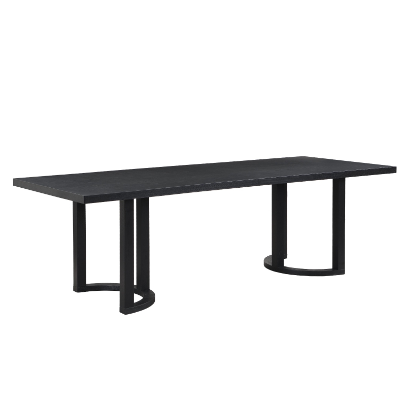 Modern Dining Table with Rectangular Surface and U-Shaped Trestle Base, Family Table Seats Up to 8 People, 95" L x 39" W x 30" H, Black