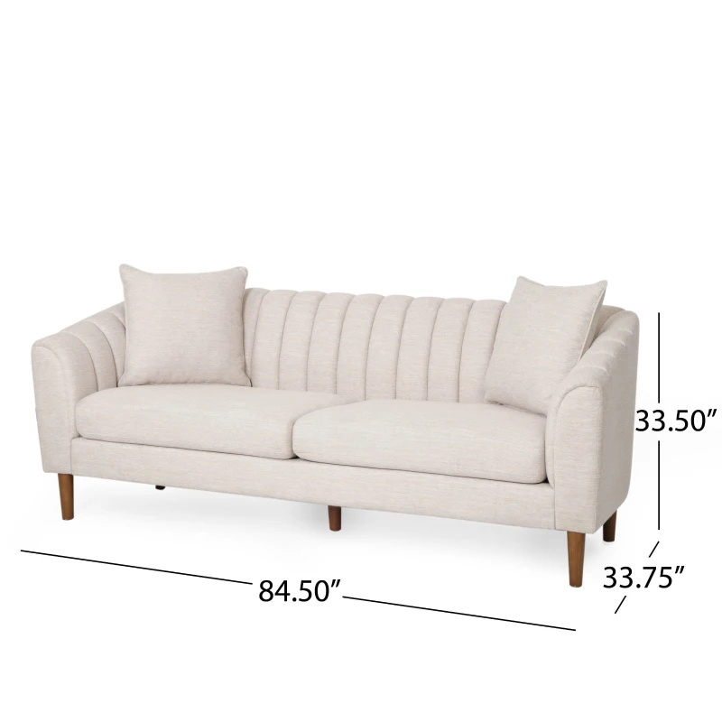 3-Seater Contemporary Sofa with Button Tufted Diamond Stitching, Daybed Perfect for Living Room, 84.5'' L x 33.5'' W x 33.5'' H, Beige