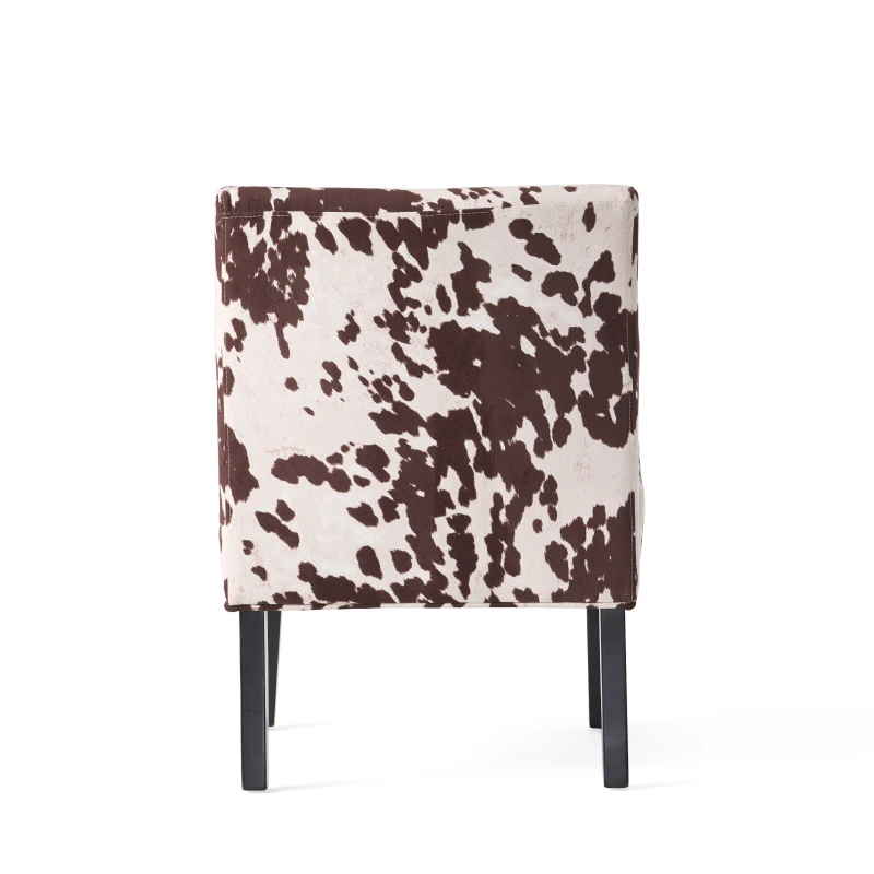 Contemporary Accent Chair with Rubberwood Tapered Legs, Upholstered Seating for Living Room, 22.5'' L x 29.5'' W x 32'' H, Brown+White