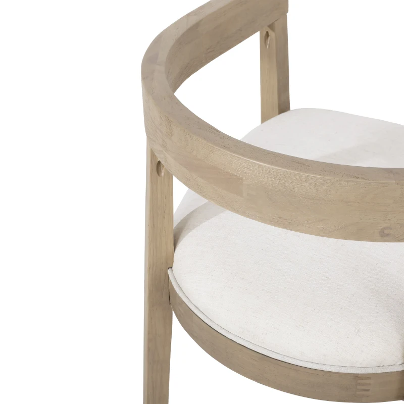 Set of 2 Contemporary Dining Arm Chairs with Rubberwood Frame, Chair Set Perfect for Dining Room, 22.5'' L x 22.5'' W x 27.5'' H, Beige