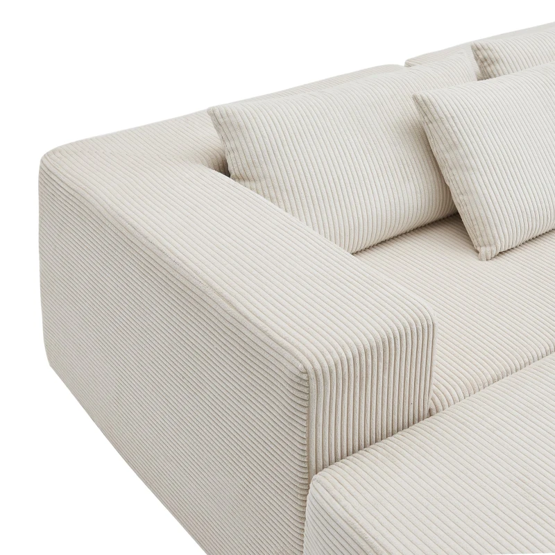 Modular Sectional Sofa with Corduroy Fabric and Free Combination Design, Daybed Perfect for Living Room, 107.5'' L x 68.5'' W x 30.5'' H, Beige