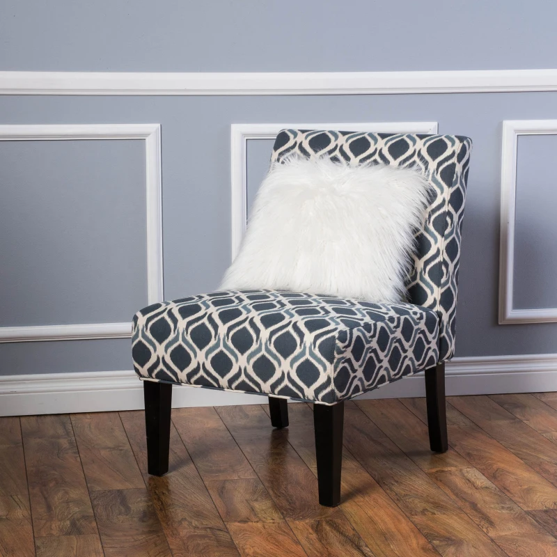 Contemporary Accent Chair with Clean Lines and Rubberwood Tapered Legs, Upholstered Seating for Living Room, 22.5'' L x 29.5'' W x 32'' H, Blue